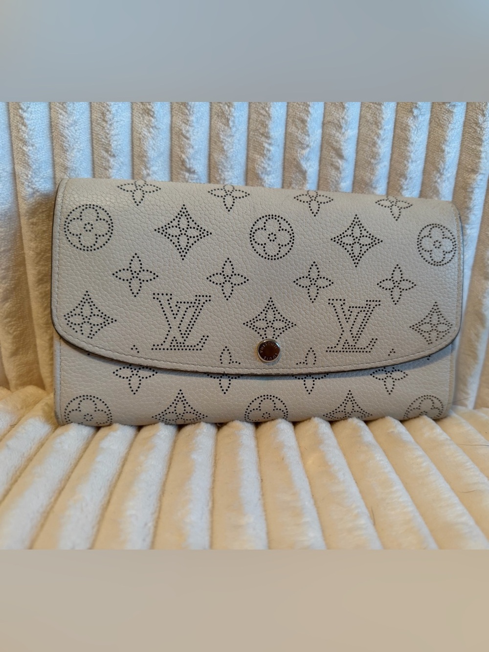 Louis Vuitton Beige Perforated Monogram Leather Clutch